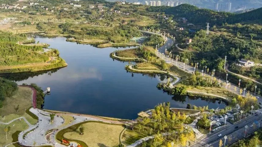 nightscape lighting of sichuan lishuping wetland park